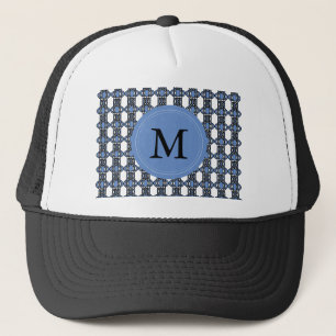 Custom Blue Abstrakt Scarab Muster Monogram Truckerkappe