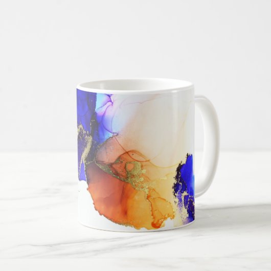 Custom Blue Alcohol Ink Coffee Tasse (VorderseiteRechts)