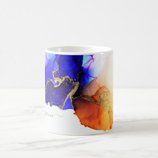 Custom Blue Alcohol Ink Coffee Tasse (Mittel)