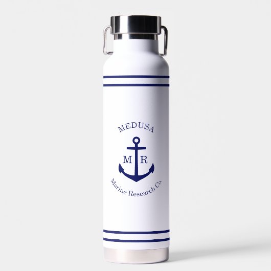 Custom Blue Anchor Emblem Trinkflasche (Vorne)