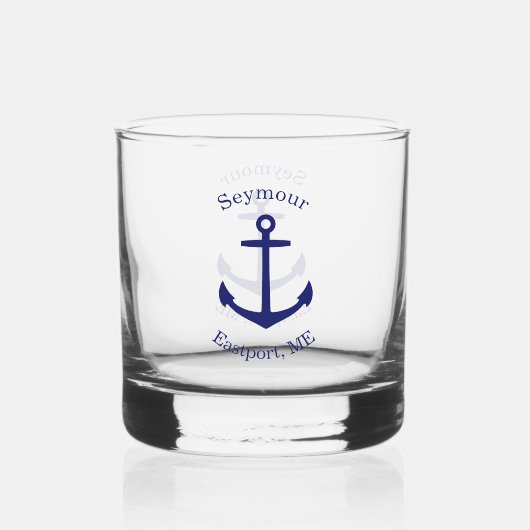 Custom Blue Anchor Emblem Whiskyglas (Vorderseite)