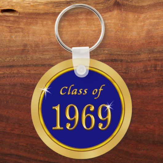 Custom Blue and Gold Class of 1969 Gastgeschenke Schlüsselanhänger (Rückseite)