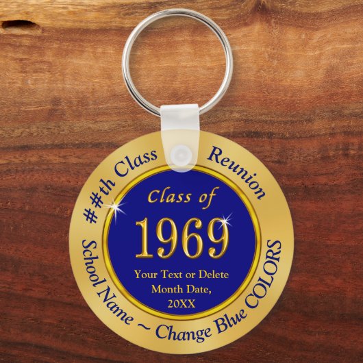 Custom Blue and Gold Class of 1969 Gastgeschenke Schlüsselanhänger (Vorderseite)