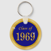 Custom Blue and Gold Class of 1969 Gastgeschenke Schlüsselanhänger (Rückseite)