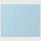 Custom Blue and Golden Boy Baptiswrapping Paper Geschenkpapier (Flach)