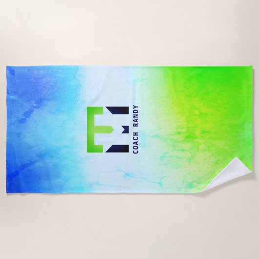 Custom Blue and Green Beach Handtuch (Vorderseite)