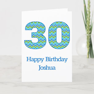 Custom Blue and Green Zickzack 30. Geburtstagskart Karte