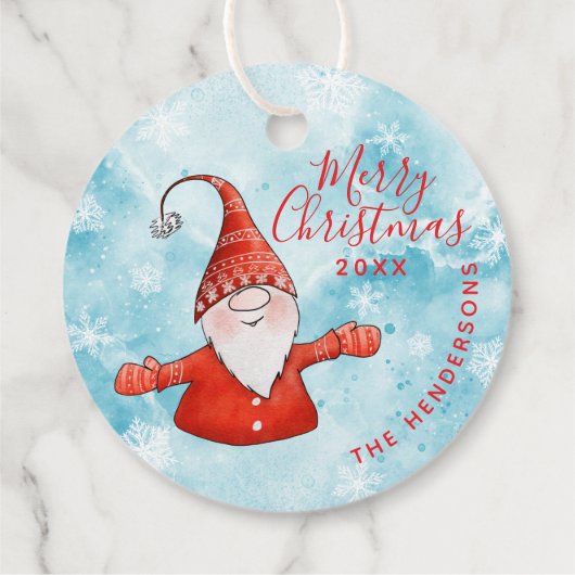 Custom Blue and Red Niedlich Gnome Frohe Weihnacht Geschenkanhänger (Rückseite)