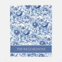 Custom Blue and White Chinoiserie Floral Pattern