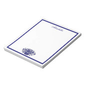 Custom Blue and White Floral Blue Border Notepad Notizblock (Rotiert)
