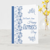 Custom Blue and White Floral Mother Day Card Karte (Gelbe Blume)