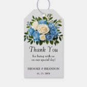 Custom Blue and White Floral Vielen Dank Geschenkanhänger (Rückseite)
