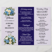 Custom Blue and White Floral Wedding Program (Vorderseite)