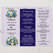 Custom Blue and White Floral Wedding Program (Vorne/Hinten)