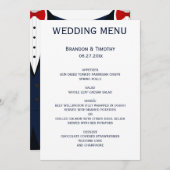 Custom Blue and White Gay Wedding Menü Menükarte (Vorne/Hinten)