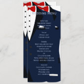 Custom Blue and White Gay Wedding Menü Menükarte (Vorne/Hinten)