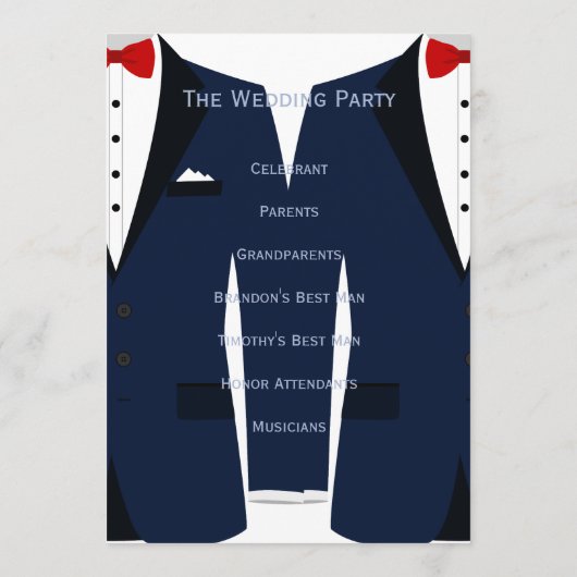 Custom Blue and White Gay Wedding Programme (Rückseite)