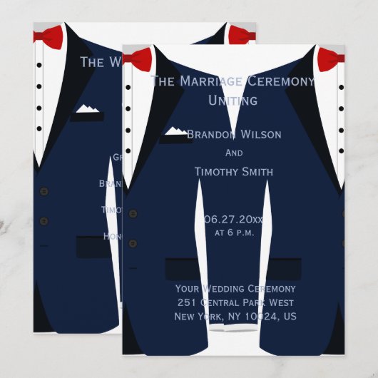 Custom Blue and White Gay Wedding Programme (Vorne/Hinten)