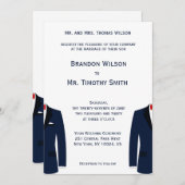 Custom Blue and White Gay Wedites lädt ein Einladung (Vorne/Hinten)