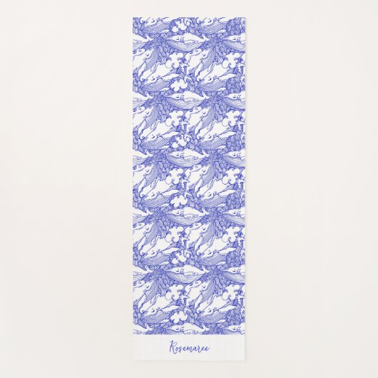 Custom Blue and White Humpback Whale Yogamatte (Vorderseite)