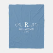 Custom Blue and White Monogram Fleecedecke (Vorderseite)