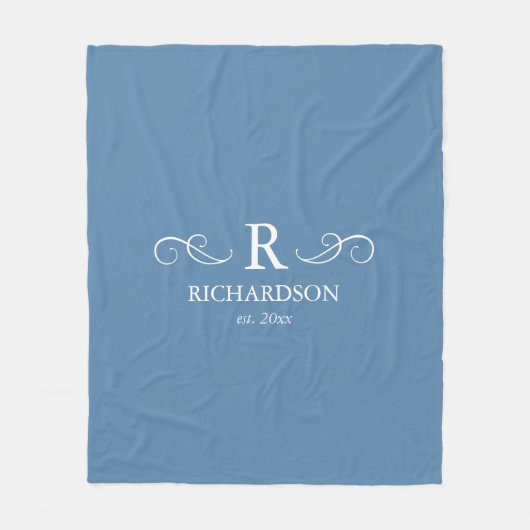 Custom Blue and White Monogram Fleecedecke (Vorderseite)