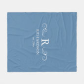 Custom Blue and White Monogram Fleecedecke (Vorderseite (Horizontal))