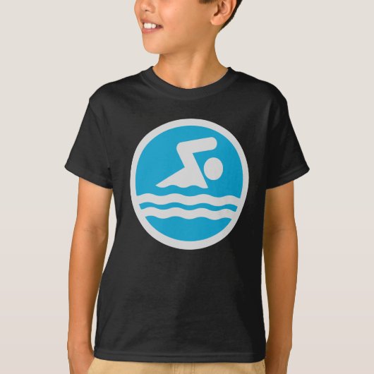 Custom Blue and White Swim Decal T-Shirt (Vorderseite)