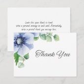 Custom Blue Anemone und Eucalyptus Dankeskarte (Vorne/Hinten)
