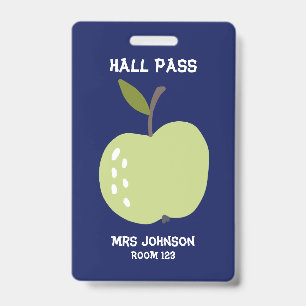 Custom Blue Apple Hall Pass Ausweis