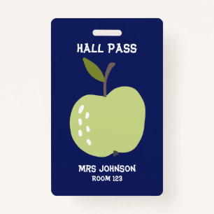 Custom Blue Apple Hall Pass Ausweis