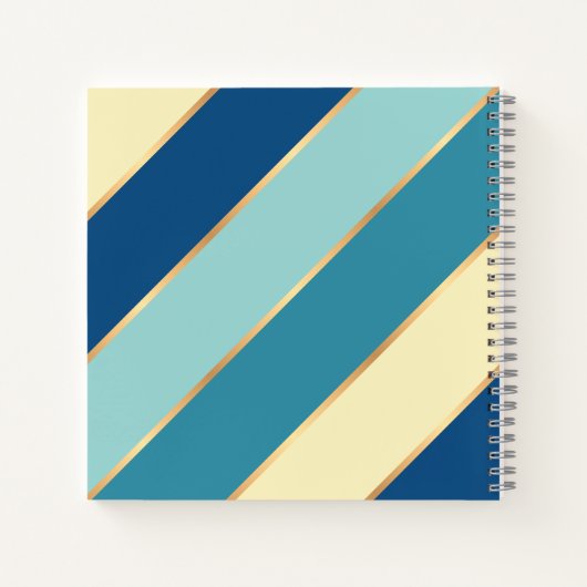 Custom Blue Aquamarin Seafoam Green Yellow Streife Notizblock (Rückseite)