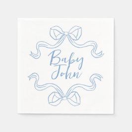 Custom Blue Baby Bow Baby Showdusche Napkins Serviette