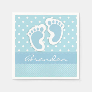 Custom Blue Baby Feet White Punkts Muster Serviette