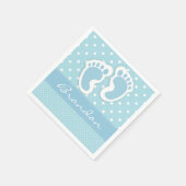 Custom Blue Baby Feet White Punkts Muster Serviette (Ecke)