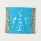 Custom Blue Background Birthday Party Foto Stand Wandteppich (Vorderseite (Horizontal))
