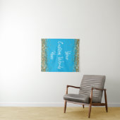 Custom Blue Background Birthday Party Foto Stand Wandteppich (Beispiel (Horizontal))