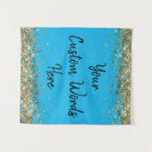 Custom Blue Background Birthday Party Foto Stand Wandteppich (Vorderseite (Horizontal))