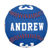 Custom Blue Baseball Ball mit Name Team Number (Rückseite)