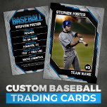 Custom Blue Baseball Trading Card Baseball Player Telefonnummerkarte<br><div class="desc">Zeigen Sie Ihre Liebe für das Spiel mit dieser stilvollen und anpassbaren Baseball Trading Card. Mit einem kühlen,  modernen Design und einem eleganten Schwarz/Blau-Farbschema ist diese Karte ideal,  um Ihren Lieblingsspieler zu ehren. Fügen Sie einfach Ihr eigenes Foto,  Spielername,  Teamname und Statistik für eine personalisierte Touch hinzu.</div>