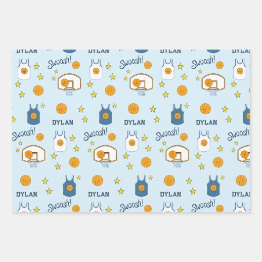 Custom Blue Basketball Hoop und Jersey Geschenkpapier Set (Vorderseite 2)