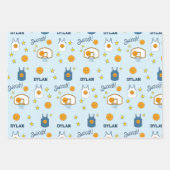 Custom Blue Basketball Hoop und Jersey Geschenkpapier Set (Vorderseite)