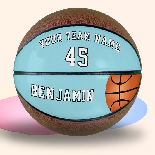 Custom Blue Basketball mit Teamname Nummer