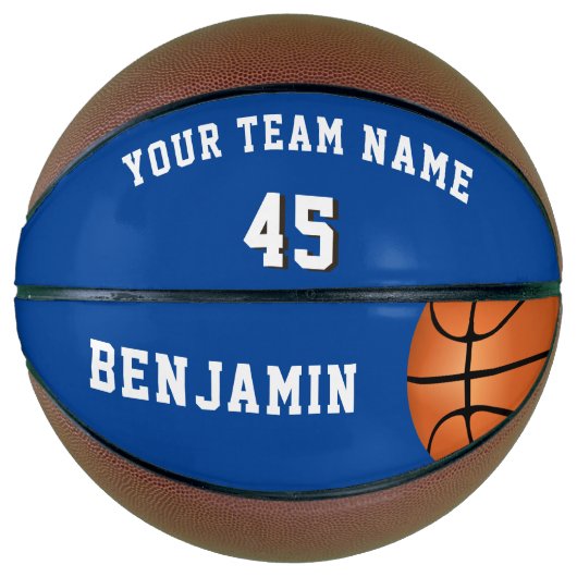 Custom Blue Basketball mit Teamname Nummer (Vorderseite)