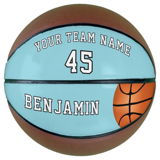 Custom Blue Basketball mit Teamname Nummer (Vorderseite)
