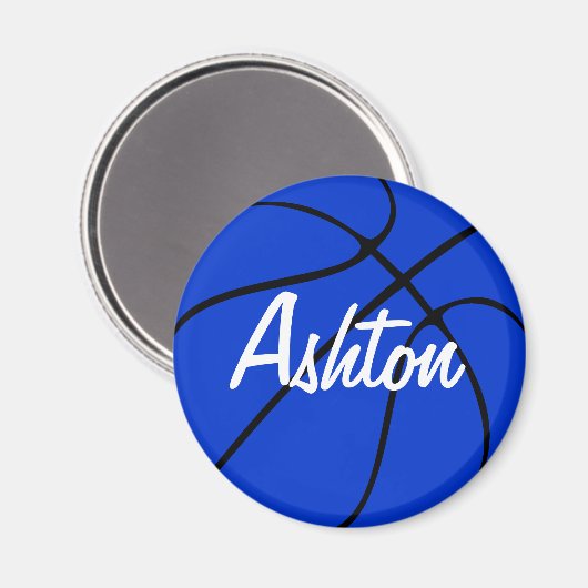 Custom Blue Basketball Round Kühlschrankmagnet (Vorderseite/Rückseite)