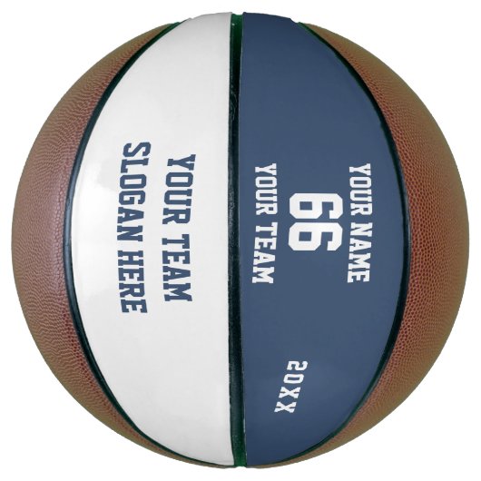 Custom Blue Basketball with Name, Number, Team (Vertikal)