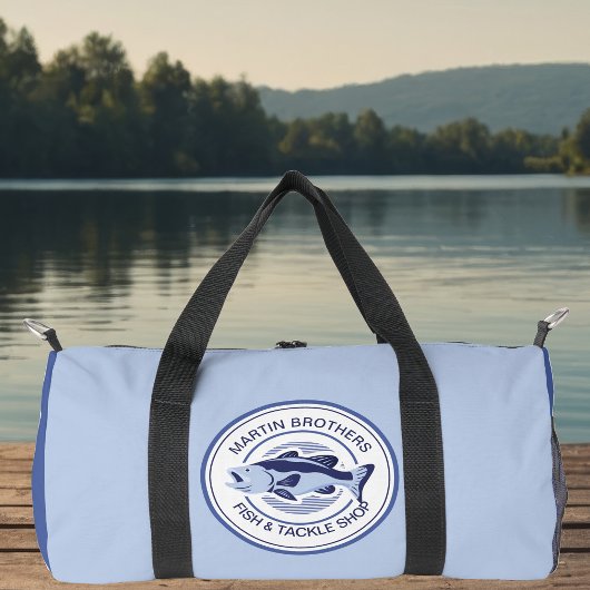 Custom Blue Bass Fisherman Lake Fischen Duffle Bag
