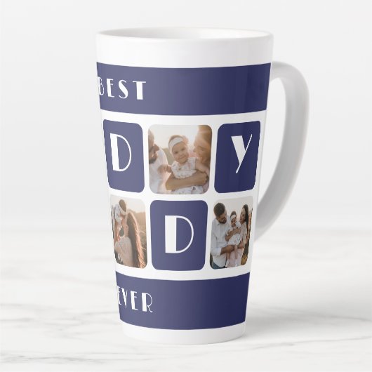 Custom Blue Best Daddy je Foto Latte Tasse (Rechte Ecke)
