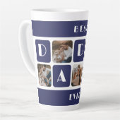 Custom Blue Best Daddy je Foto Latte Tasse (Linke Ecke)